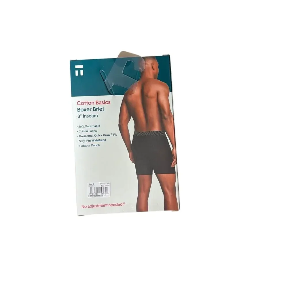NWT Tommy John Cotton Basics Black Boxer Briefs 2-pack Men's Small
